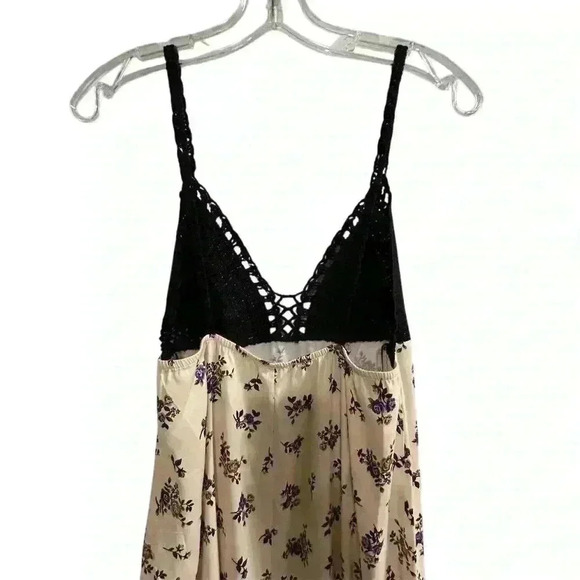 Zara Women's M Satin Floral Maxi Dress Crochet Top Party Cocktail - Picture 5 of 14